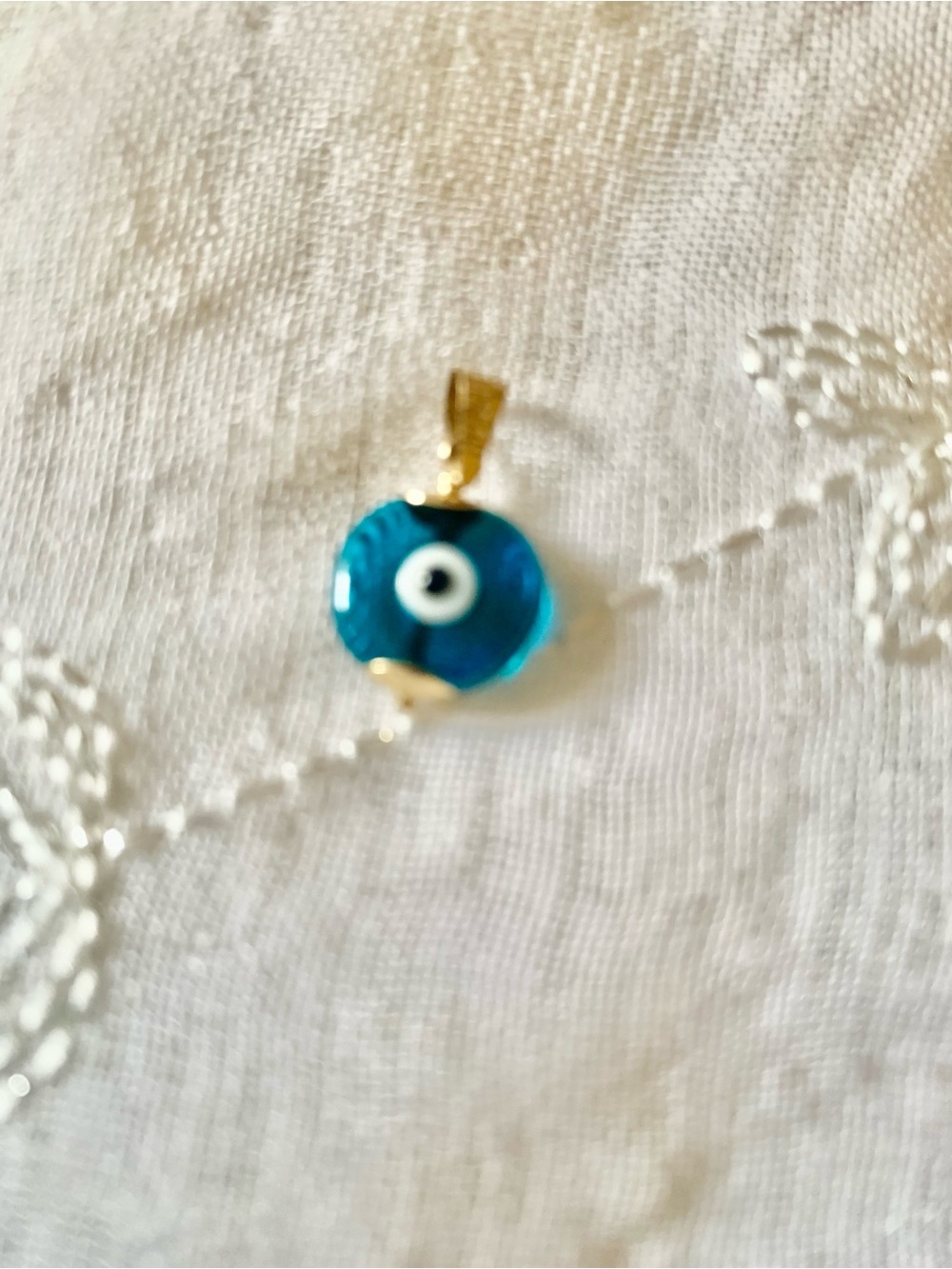 Blue Glass Evil Eye Pendant Necklace - Unbranded